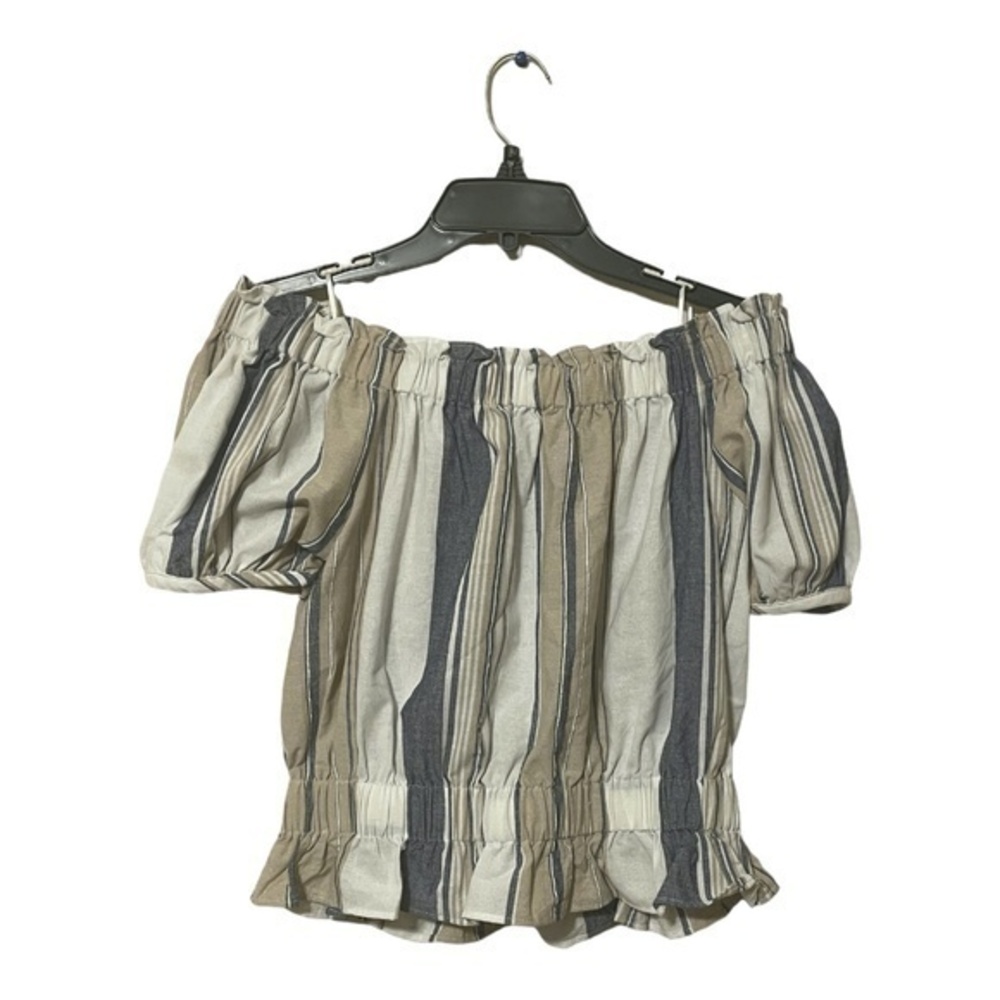 Anthropologie Everly 100% Cotton Boho Chic Striped Peplum Top Size Small